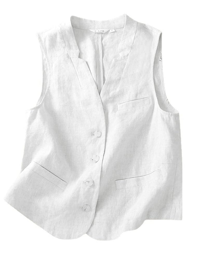 Lightweight Linen Vest for Women – Sleeveless Blazer for Spring/Summer