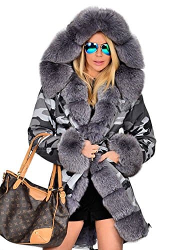 Roiii Women's Warm Winter Thicken Hooded Down Parka Jacket
