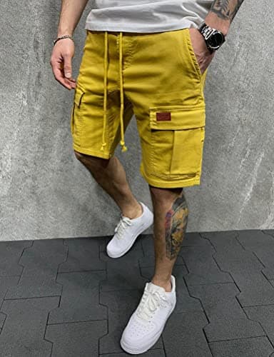 IDEALSANXUN Men's Casual Drawstring Cargo Shorts