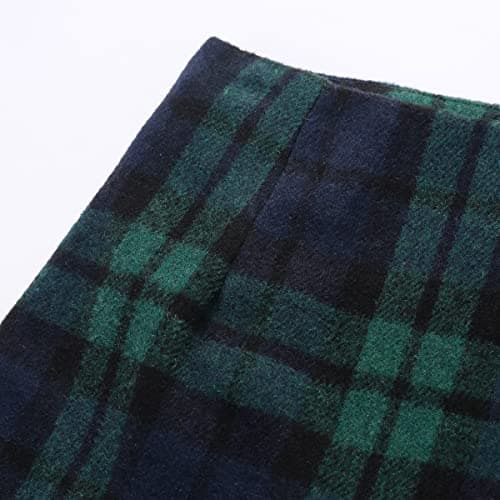 Mywinway Plaid High Waist A-Line Skirt for Women