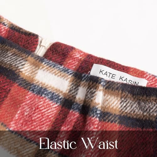 Womens Kate Kasin Wool Plaid Pencil Skirt Slit High Waist
