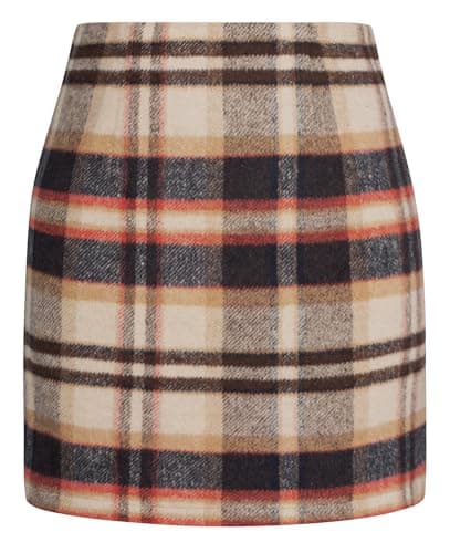 Kate Kasin 2025 High Waisted Casual Plaid Pencil Skirt for Women — Apricot