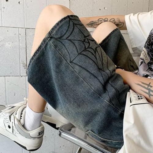 Y2K Jean Jorts Grunge Spider Shorts