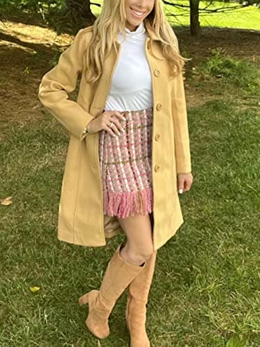 Jenkoon Women's Wool Trench Coat Winter Long Overcoat