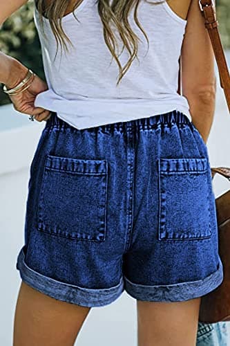 NEYOUQE Women's High-Waisted Ripped Casual Denim Shorts