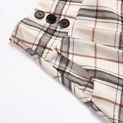High Waist Aline Pleated Plaid Skirt for Women