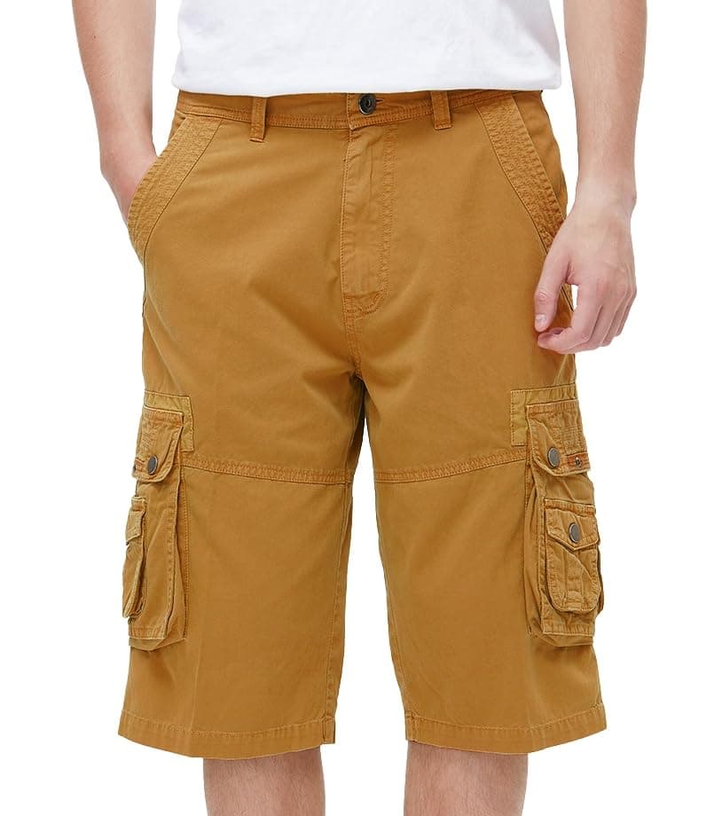Best South Men's Comfortable Twill Cargo Shorts with Multiple Pockets — Brownish Yellow