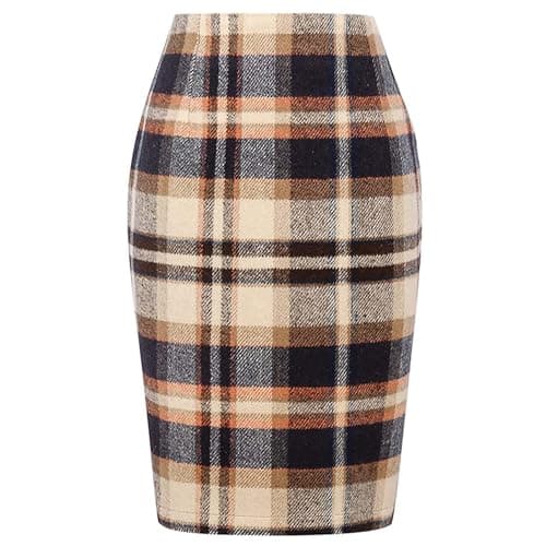 2024 Fall/Winter High Waist Wool Plaid Skirt for Women - Casual and Bodycon — 04 Brown
