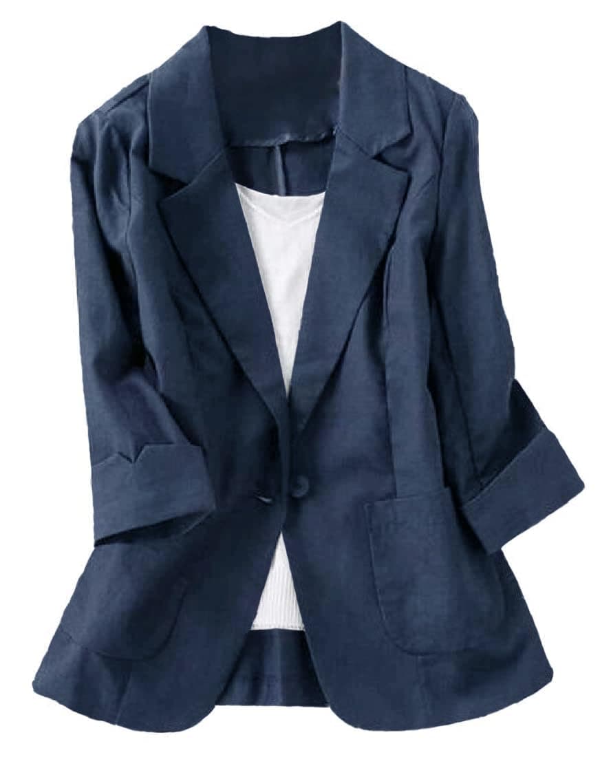 Casual Cotton Linen Blazer Jacket Coat for Women
