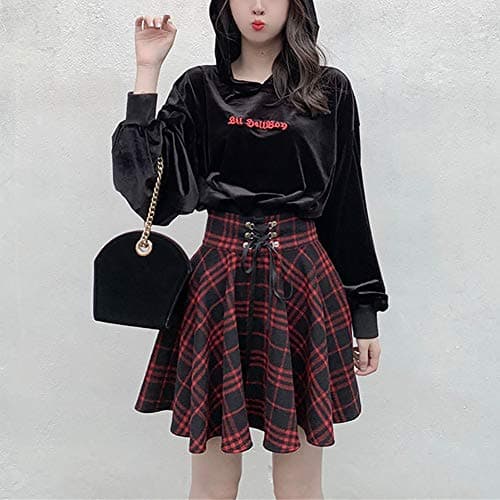 YANOOLH Women's Plaid A-line School Skirt