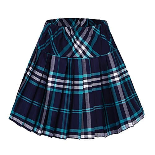 Women's Plaid Pleated Skirt Tartan Mini Skirts — Series 4 Blue
