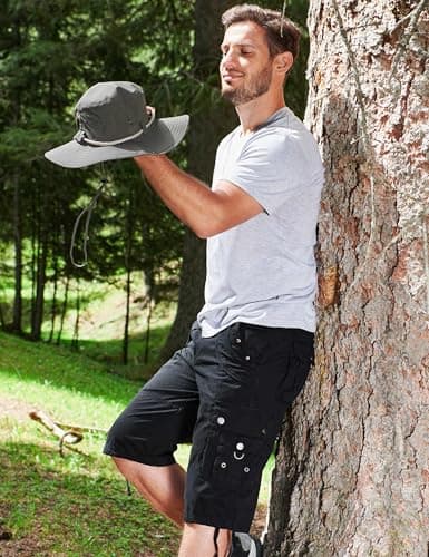 Rejork Mens Cargo Shorts with 8 Pockets Outdoor Casual Hiking