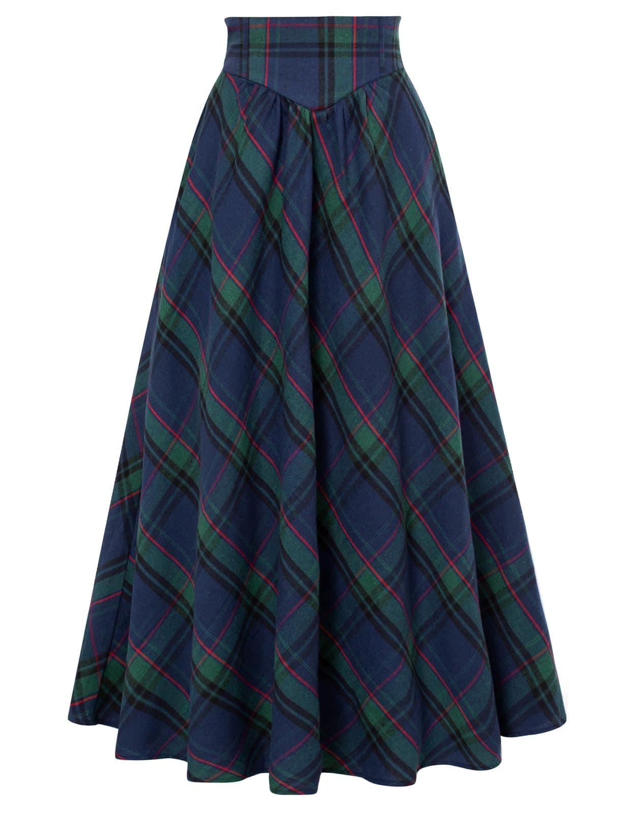 Scarlet Plaid Victorian Maxi Skirt for Women High Waist