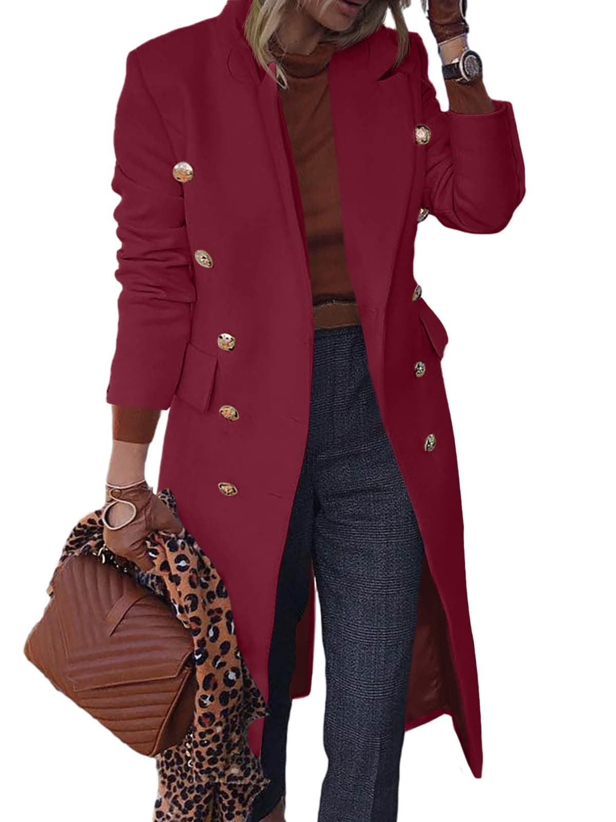 BZB Women's Elegant Wool Blend Pea Coat Jacket
