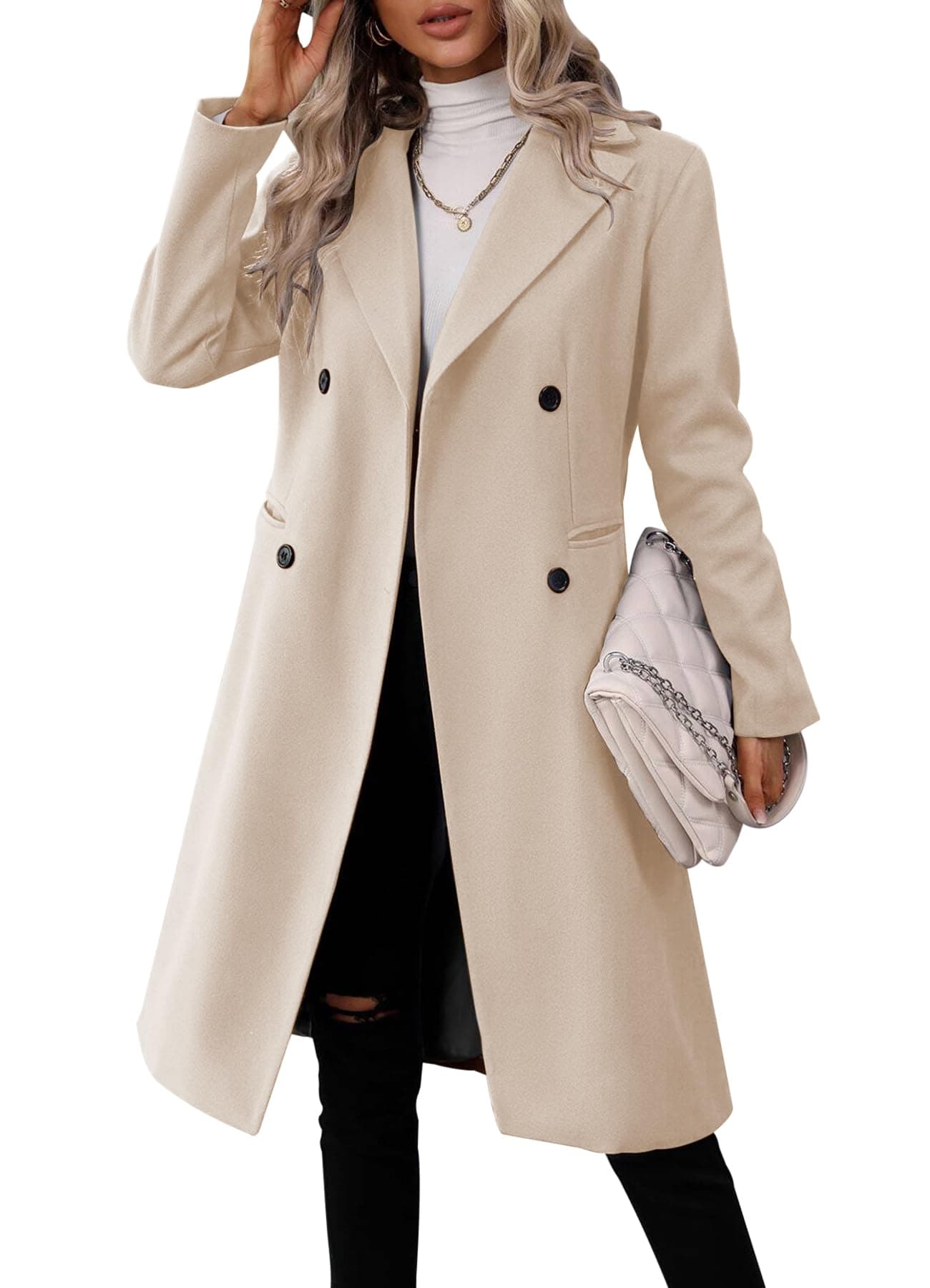 Danedvi Women's Slim Fit Double Breasted Pea CoatWinter Jacket