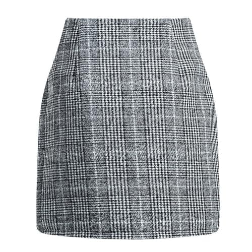 Womens High Waisted Wool Plaid Mini Skirt — 01-navy
