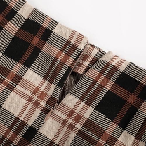 Women's Kate Kasin Knee-Length Elastic Waist Stretch Plaid Business Skirt