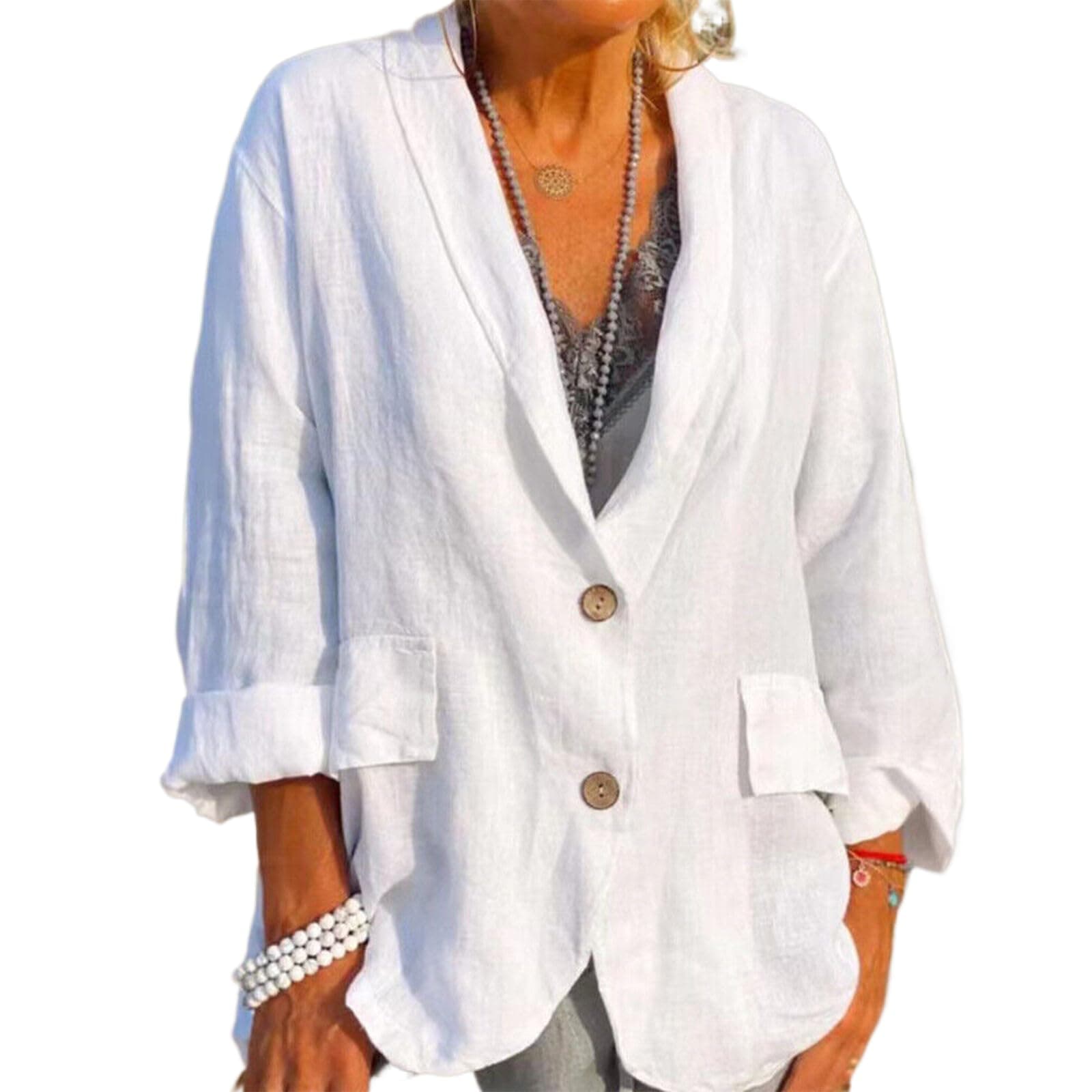 IDEAL SANXUN Women's Lightweight Linen Blazer Suit Jacket