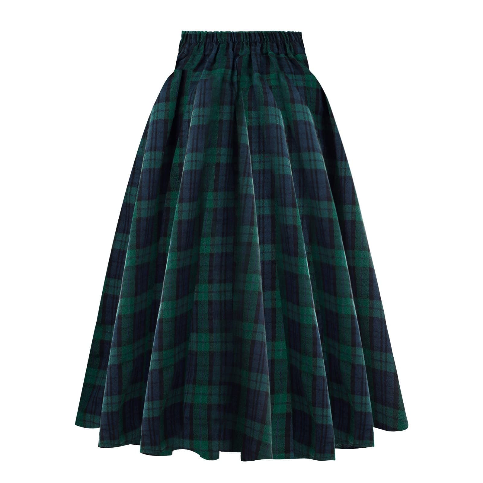 Classic Elastic Waist Plaid Pencil Skirt for Women