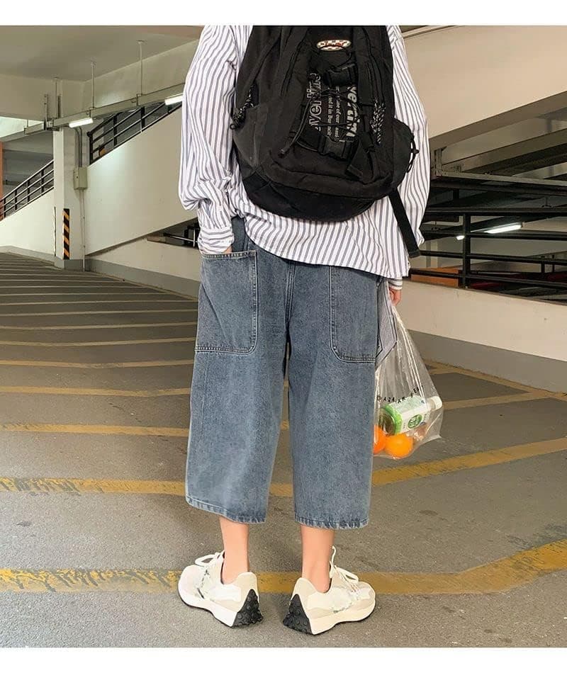 POHADON Y2K Aesthetic Baggy Jeans Shorts Vintage Grunge Streetwear Unisex
