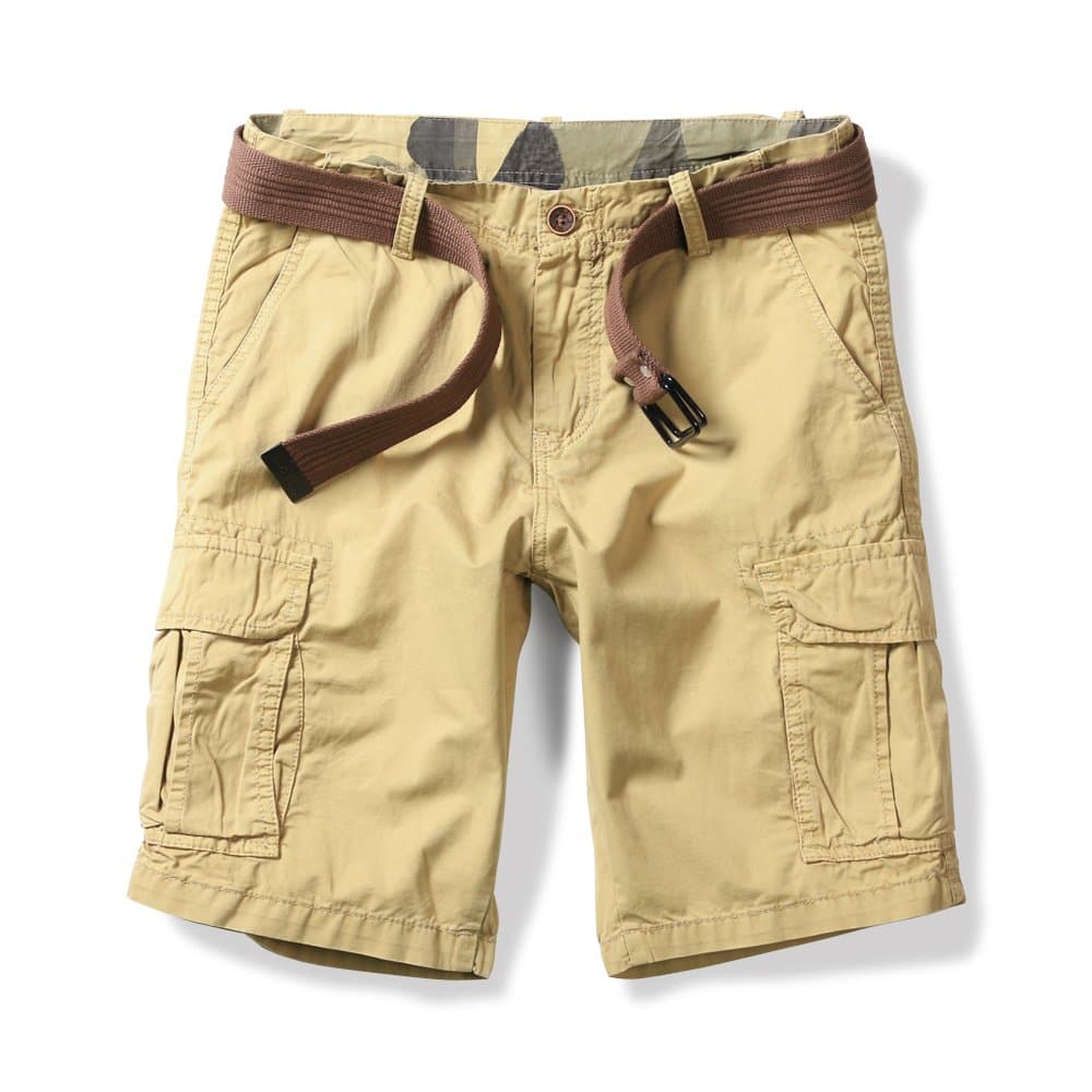 OCHENTA Men's Lightweight Cargo Shorts with Pockets Casual Cotton Shorts (No Belt)