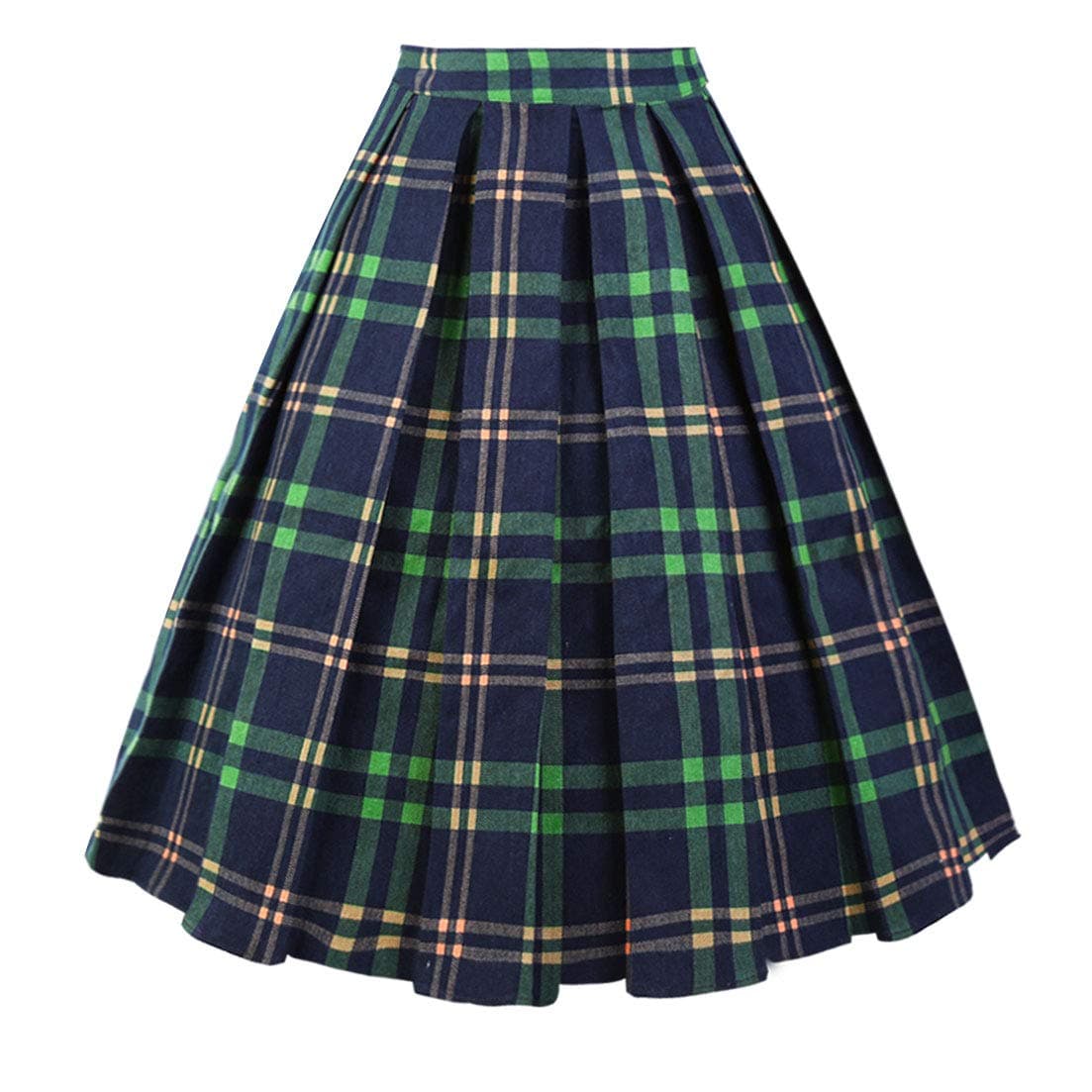 Girstunm Women's Floral Print A-line Midi Skirt with Pockets