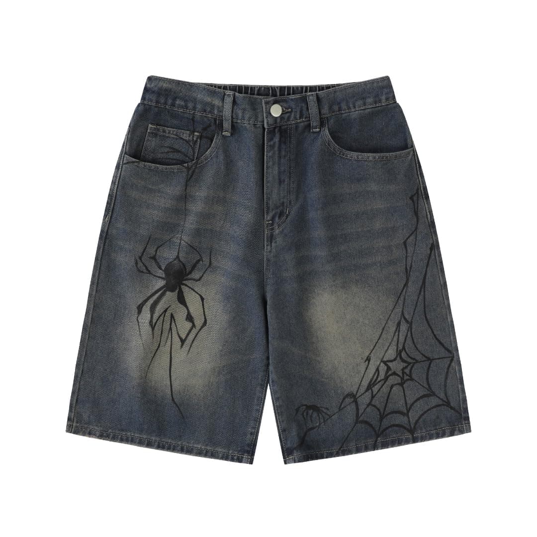 Y2K Jean Jorts Grunge Spider Shorts