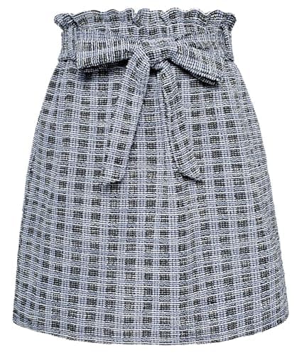 KANCY Women's Casual High Waist Plaid Tweed Mini Skirt with Pockets — Blue