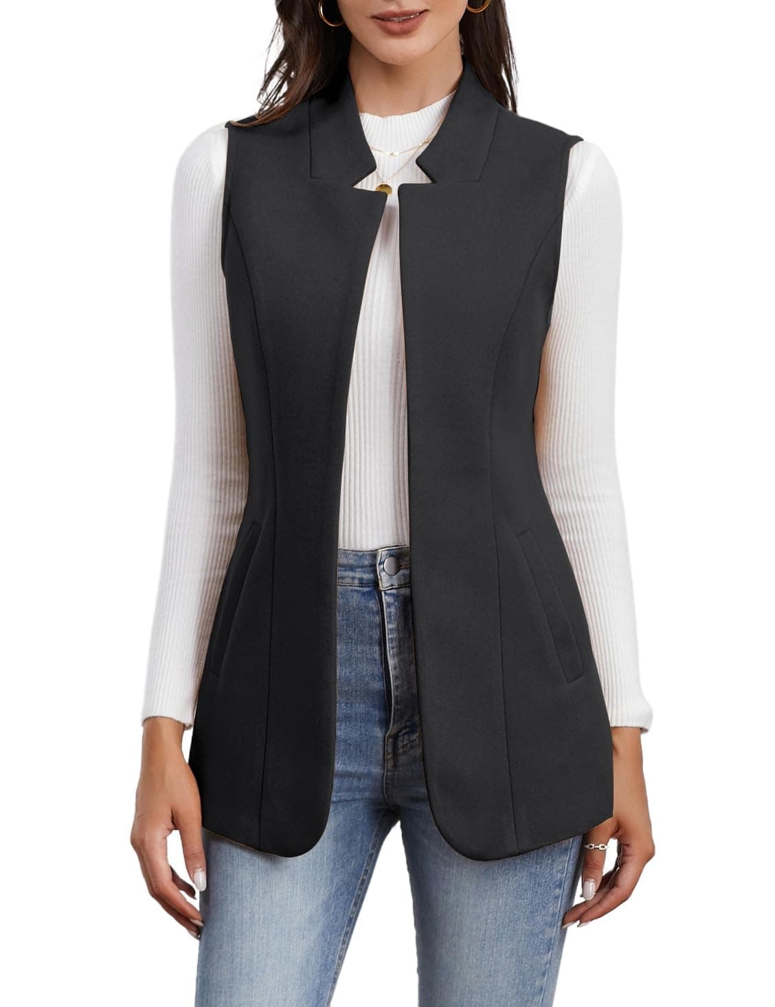Sleeveless Wool Vest for Women - Fall/Winter Outerwear