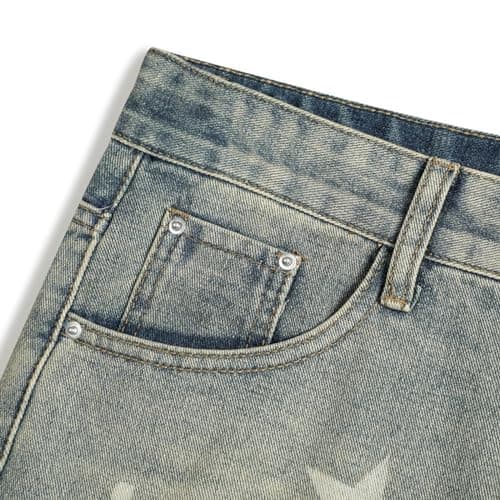 IDEWO Y2K Star Baggy Jorts Wide Leg Unisex Jeans Shorts Grunge Pants