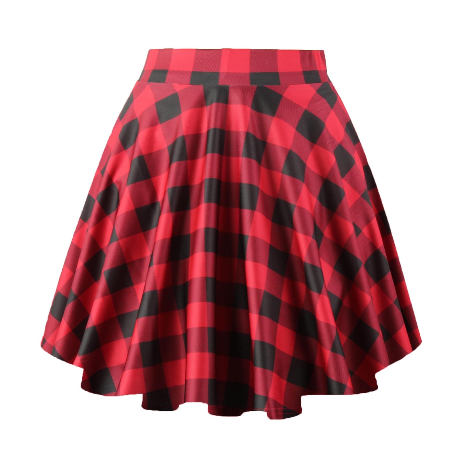 PUKAVT Women's A-Line Mini Flared Stretchy Skater Party Skirt