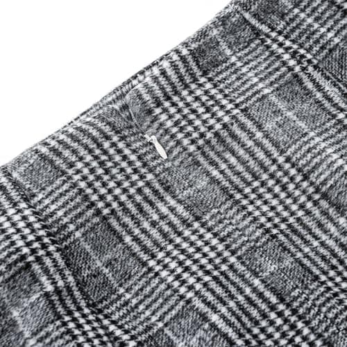Womens High Waist Plaid Wool Bodycon Mini Skirt Slit