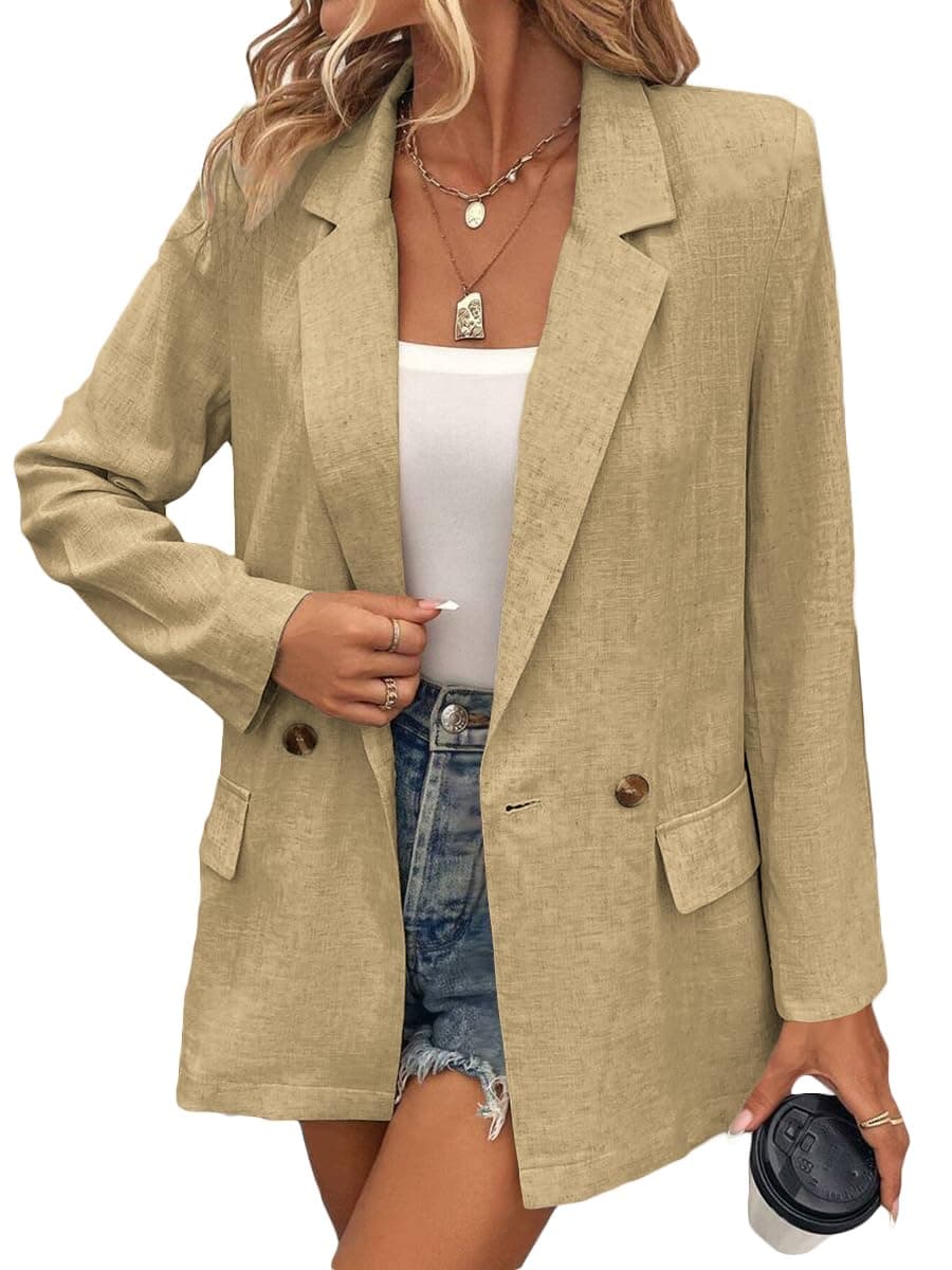 Mina Self Summer Linen Blazer Jacket for Women Lightweight 2024 Spring Long Sleeve Business Casual Work Suit