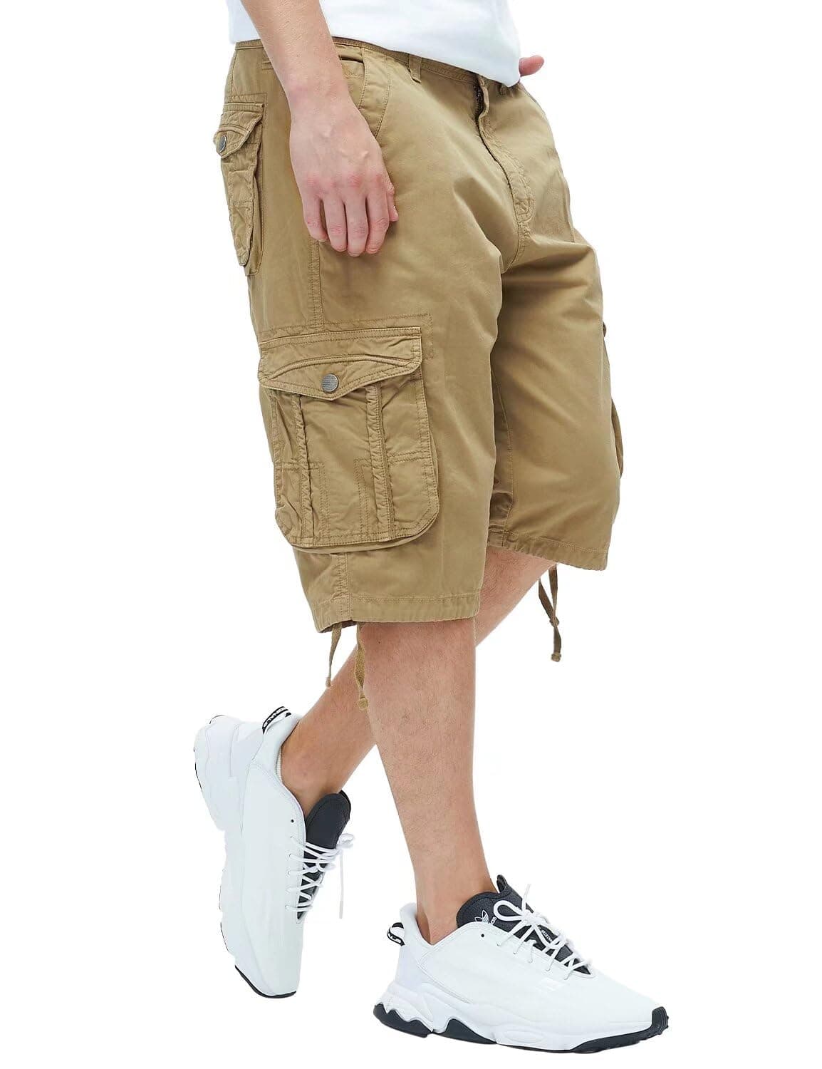BEST SOUTH Men's Casual Long Cargo Shorts 13 Inches Relaxed Fit with Pockets