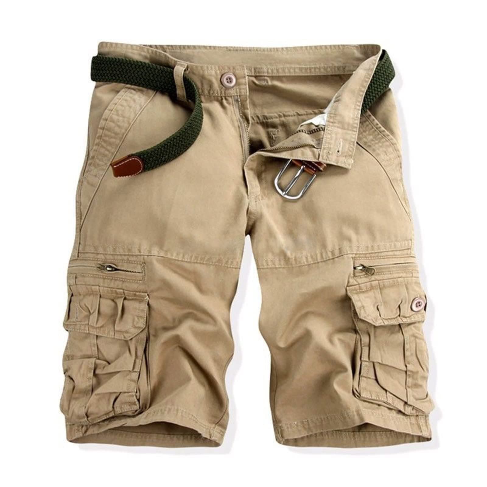 utcoco Men's Relaxed Fit Multi-Pocket Cargo Shorts in Cotton
