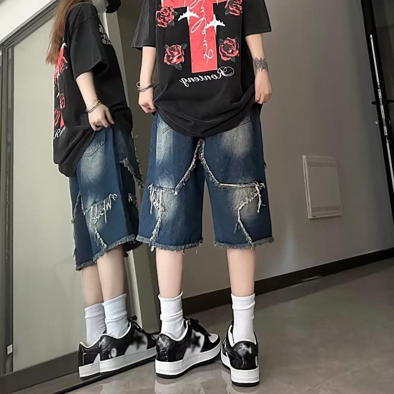 OTEEGX Y2K Baggy Jean Shorts for Women Men Summer Denim Grunge Clothing