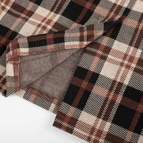 Women's Kate Kasin Knee-Length Elastic Waist Stretch Plaid Business Skirt