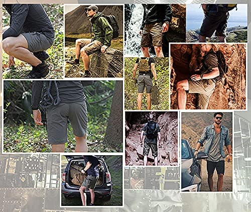 YAXHWIV Men's Tactical Waterproof Hiking Fishing Shorts Regular