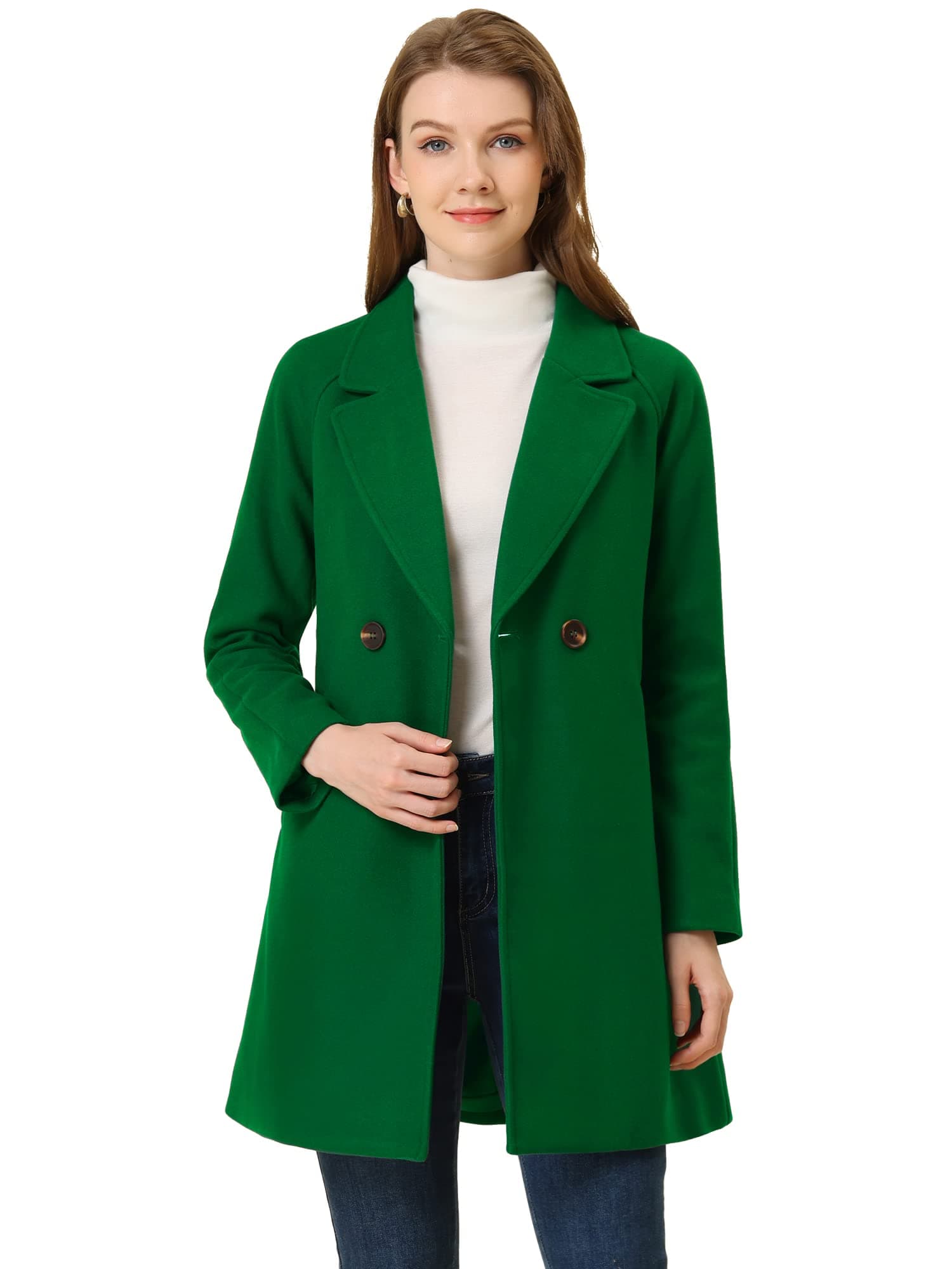 Allegra K Women's Notched Lapel Double Breasted Winter Coats