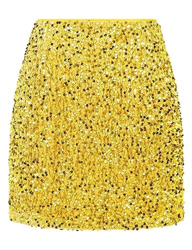 Sequin Mini Skirt for Women Trendy 2023 — Yellow