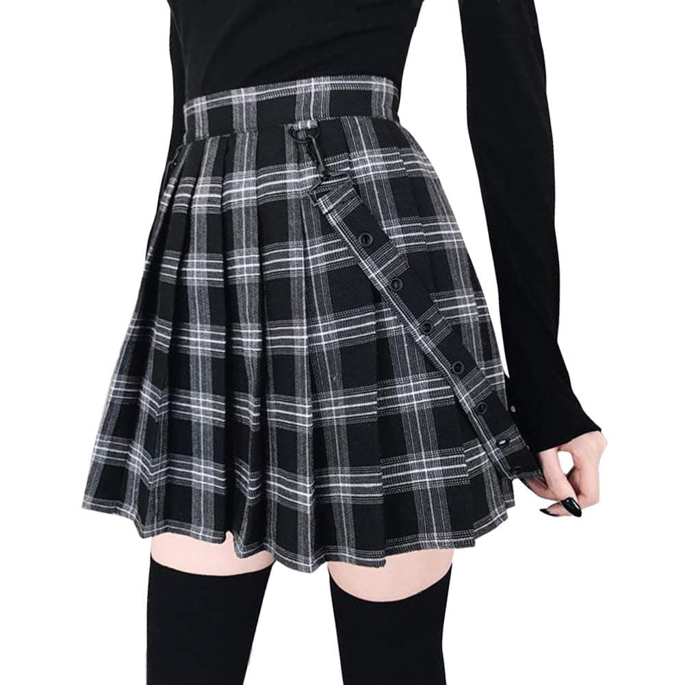 ChouYaTou Women's Cool Sweet A-Line Pleated Mini Skirt