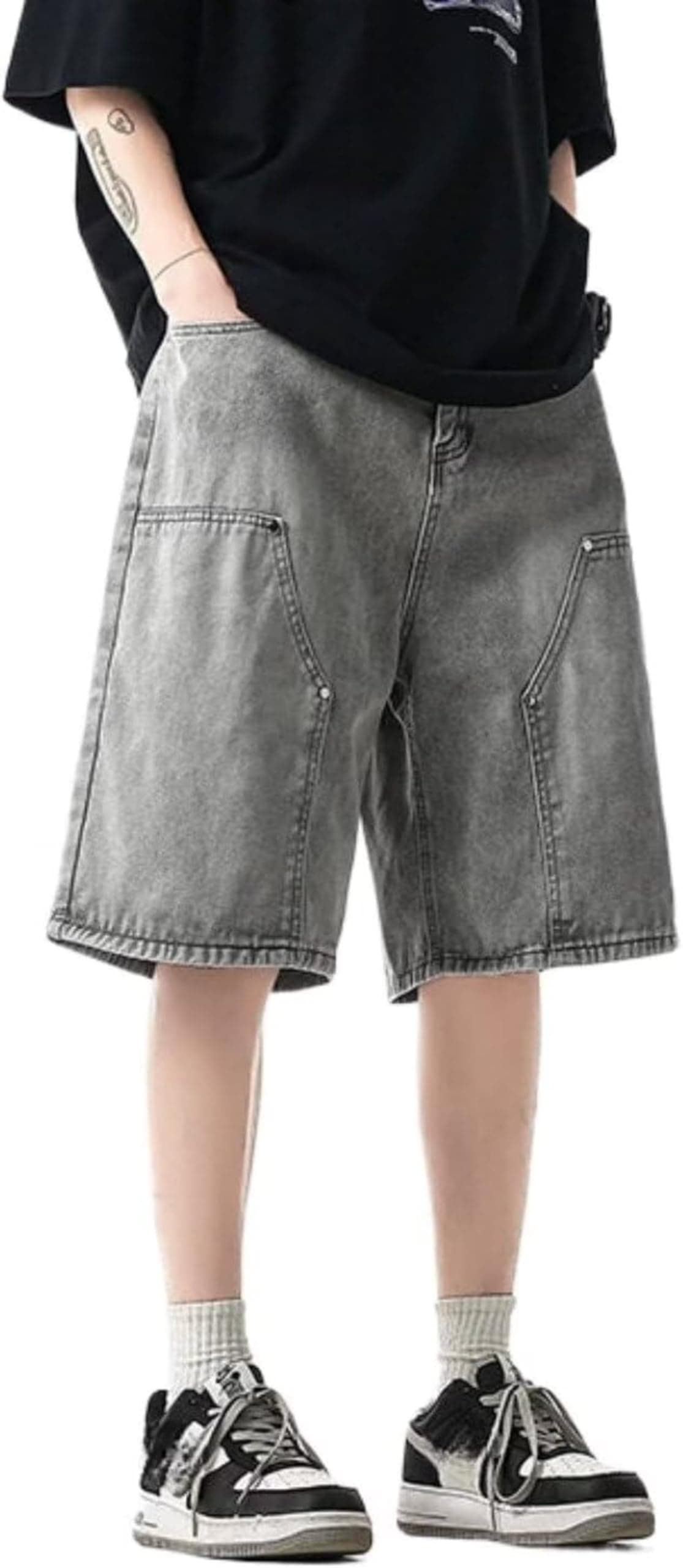 IDEWO Unisex Y2K Baggy Jorts Shorts for SummerVintage Jeans Shorts