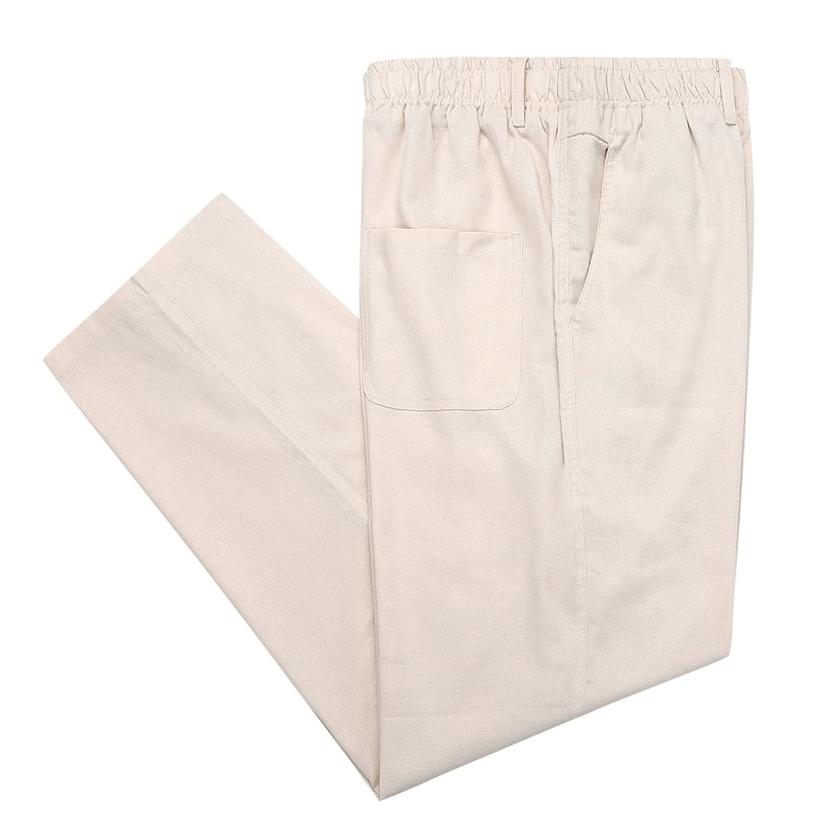 Men's Casual Loose Fit Elastic Waist Linen Beach Pants