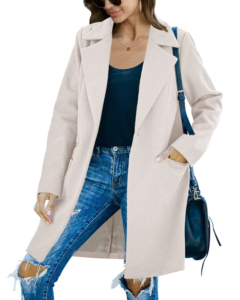 Fazortev Women's Warm Long Sleeve Wool Blend Pea Coat