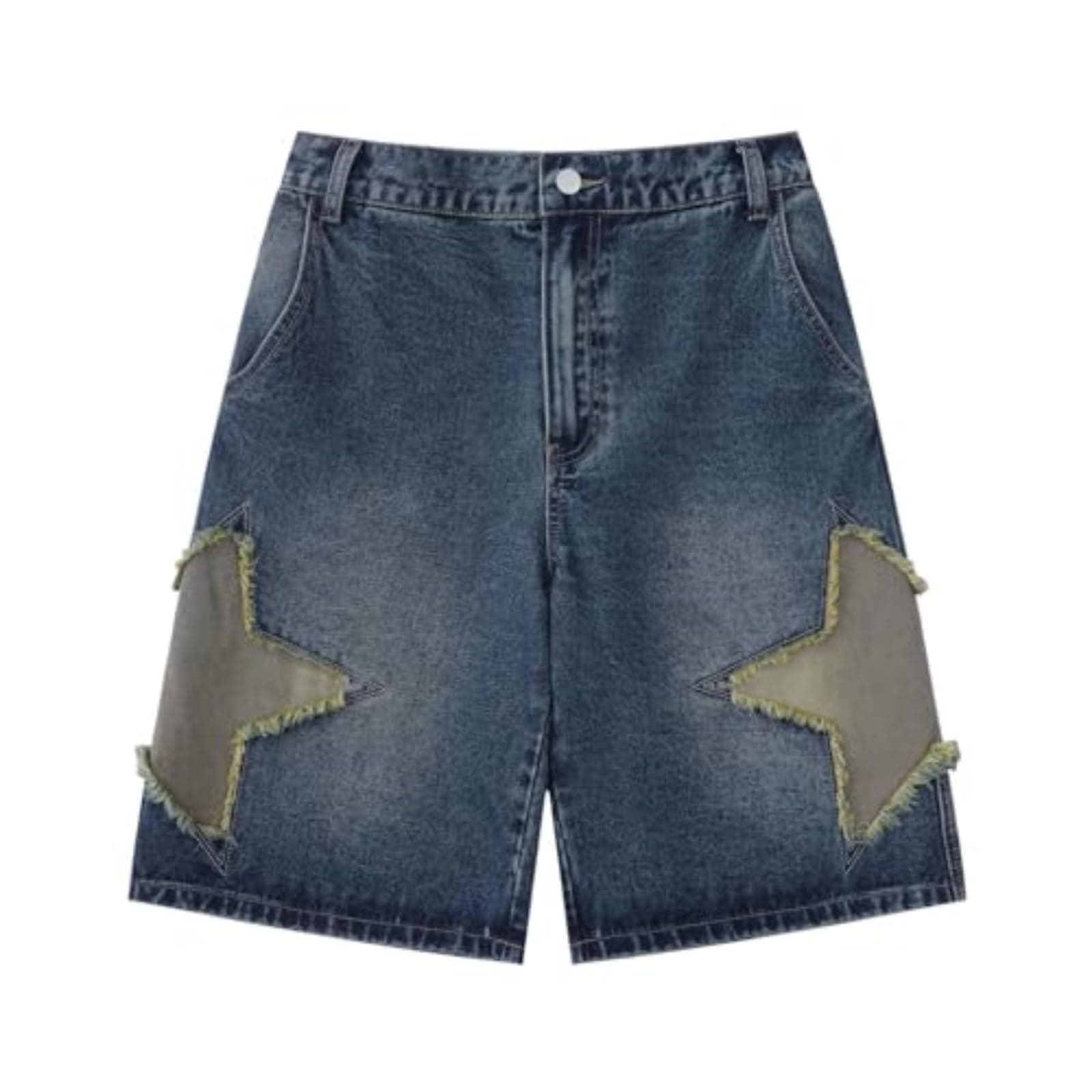 Hesaco Y2K Star Washable Jorts Jeans Mid-Thigh ShortsCasual Loose Fit