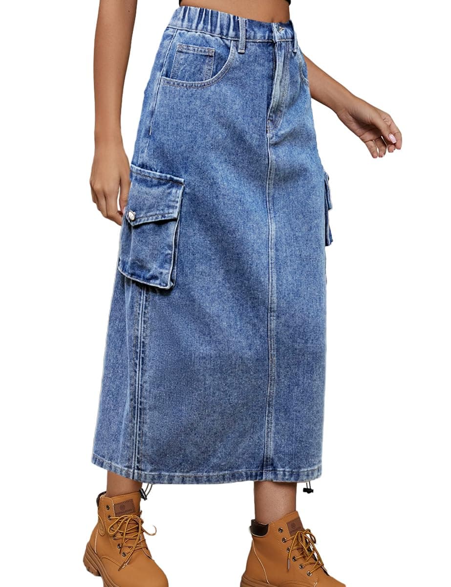 Cargo Denim Skirt for Women