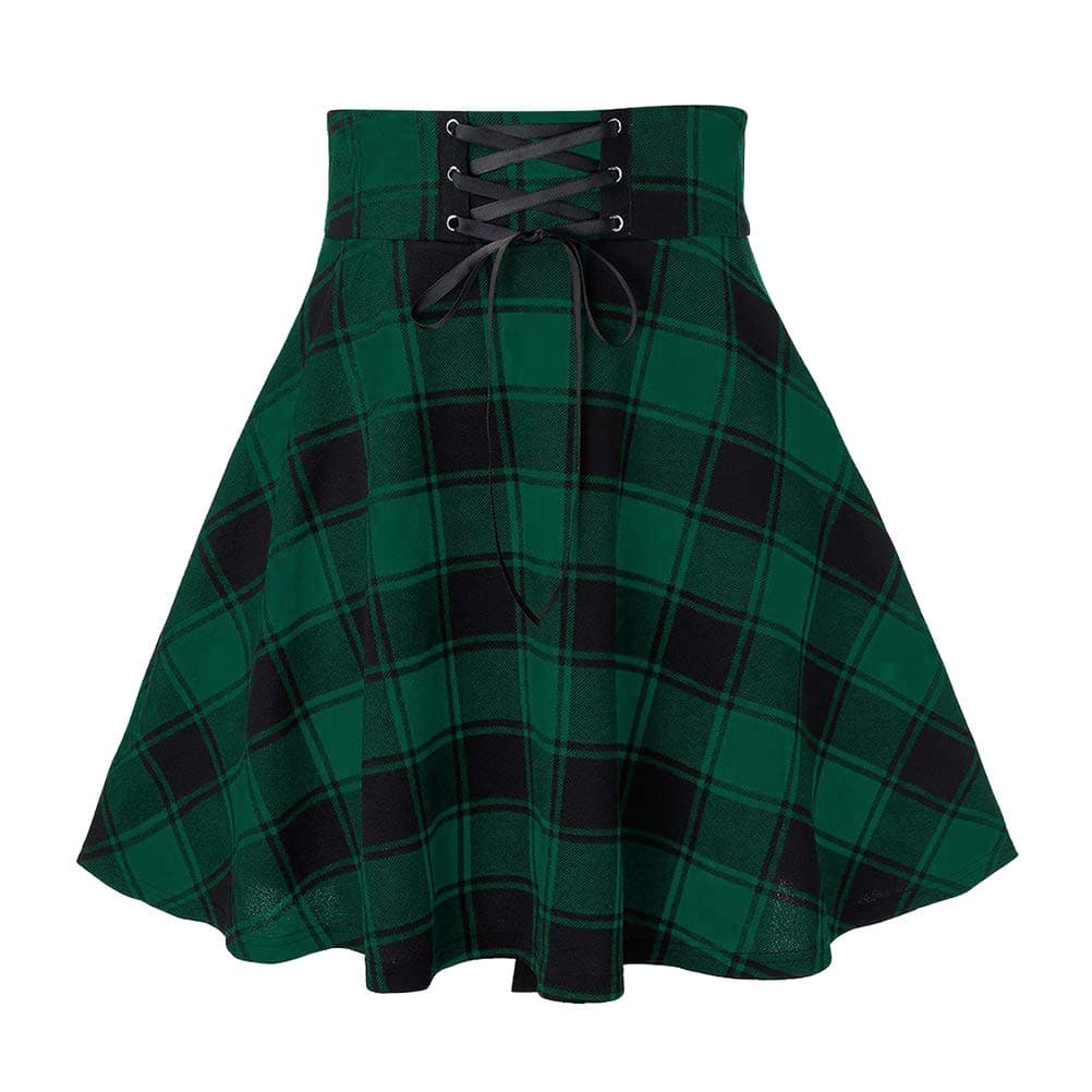2024 Gothic Plaid Mini Skirts for Women - Short High Waist