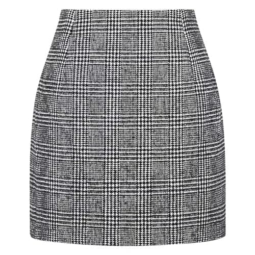 DAYINKEE Women's High Waisted Plaid Bodycon Mini Skirts — Black Lattice