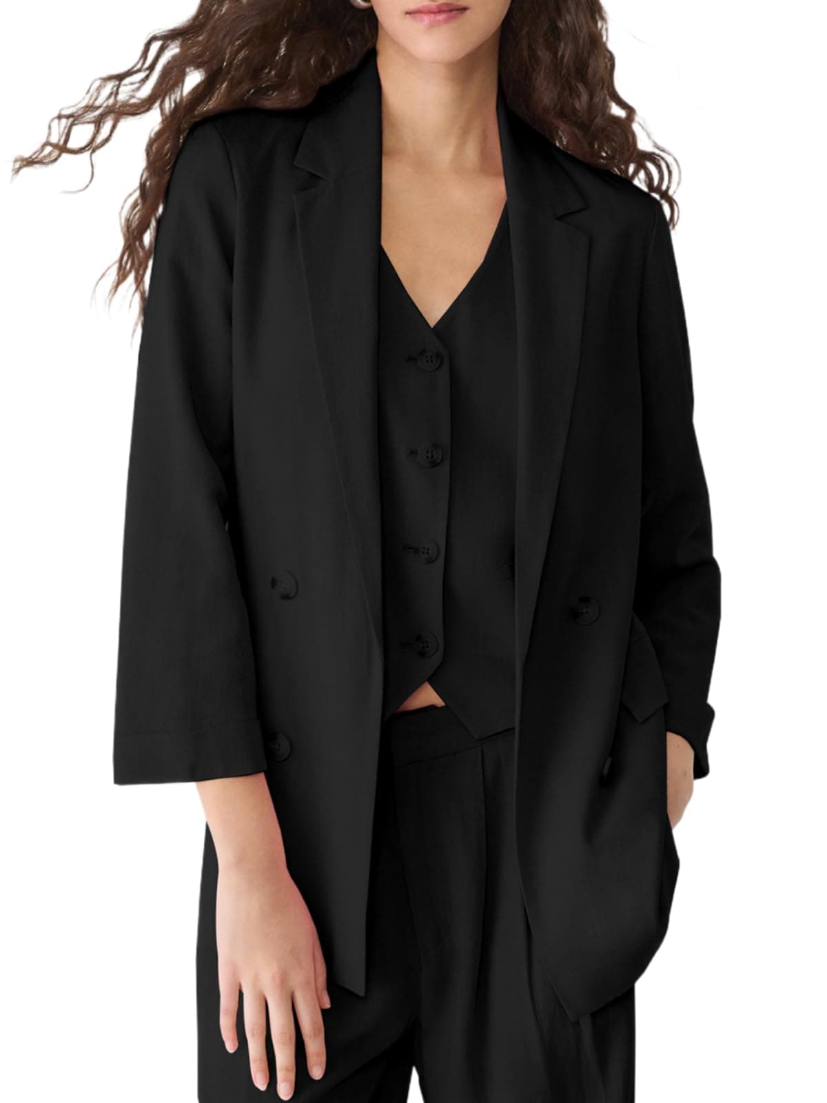 IDEALSANXUN Lightweight Oversized Linen Blazer Suit Jacket