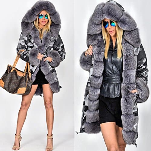 Roiii Women's Warm Winter Thicken Hooded Down Parka Jacket